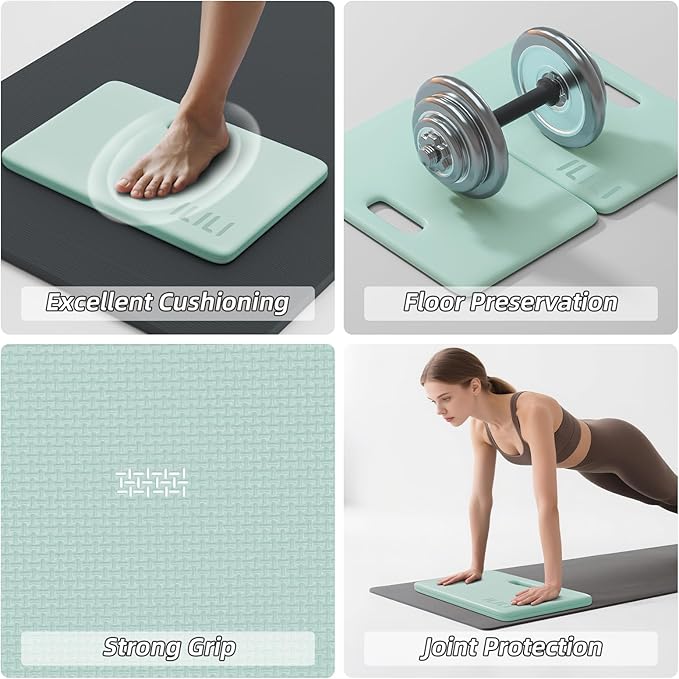 ILILI Yoga Knee Pad Foldable, TPE Soft Pad 24*17*0.5inch (Folding Size 17*12*1inch) for Knee Push-ups, Plank Support＆Elbow/Knee Support, Portable and Lightweight for Yoga Pilates, Fitness Exercise, Outdoor