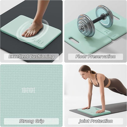 ILILI Yoga Knee Pad Foldable, TPE Soft Pad 24*17*0.5inch (Folding Size 17*12*1inch) for Knee Push-ups, Plank Support＆Elbow/Knee Support, Portable and Lightweight for Yoga Pilates, Fitness Exercise, Outdoor