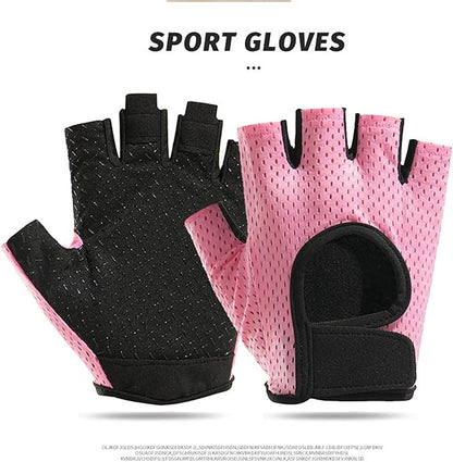 IZUS Anti-Slip Fingerless Workout Gloves for Women Gym/Exercise/Fitness/Training/Cycling with Excellent Grip/Cushion-Pads