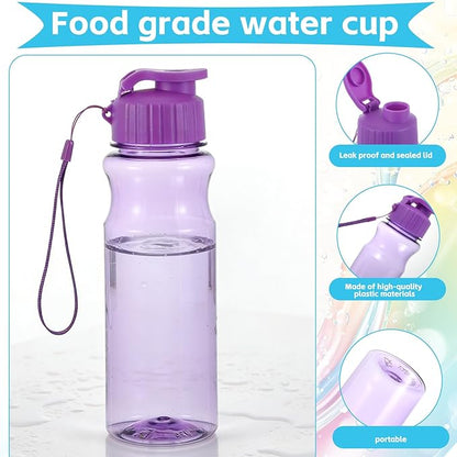 24 Packs Water Bottle Bulks 17 oz Plastic Sports Water Bottles Bulk Reusable Large Bottles with Leak Proof Pull Top Cap for Fitness Gym Travel
