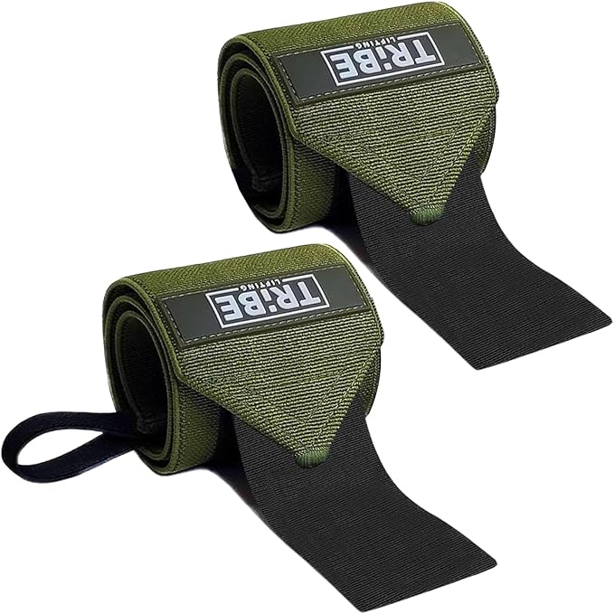 Tribe Lifting Heavy Duty Wrist Wraps & Lifting Straps for Weightlifting - Wrist Straps for Weightlifting Men with Silicone Grip & Padding - Gym Wrist Wraps and Lifting Straps