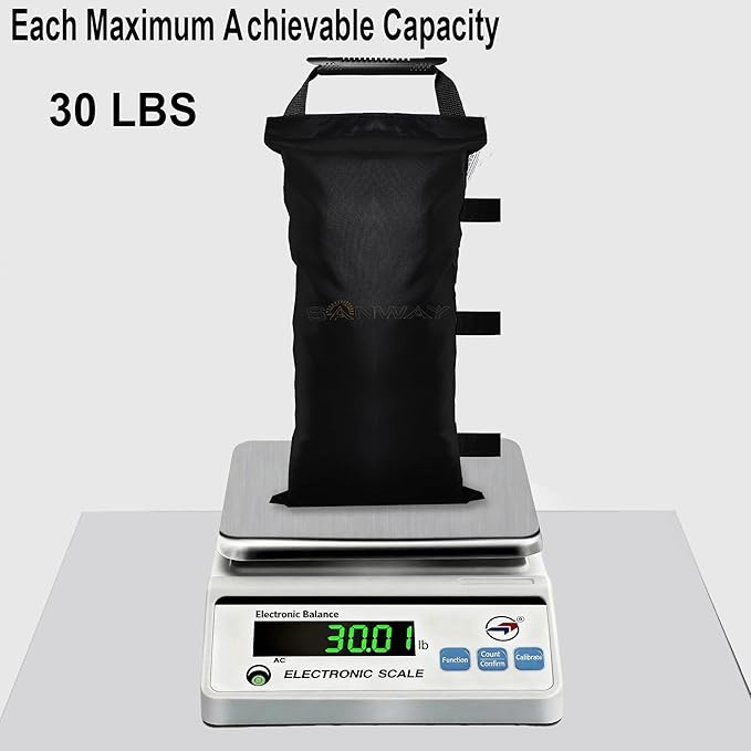16 Pack (NO Sand) SANWAY 448 LBS Sand Bags for Canopy -Portable and Durable to Secure Tents, Canopies, and Umbrellas at Outdoor Events (Black)