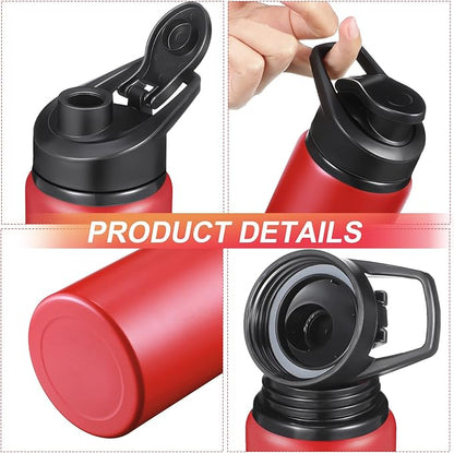 Chengu 10 Pcs 25oz Reusable Aluminum Water Bottle Bulk Lightweight Outdoor Sports Water Bottles Easy Carry Leak Proof for Travel Gym Camping Hiking Fishing, Snap Lid (Red)