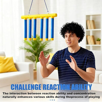 Reflex Challenge Game, Reflective Drop Stick Challenge Game with Remote, Hand Eye Coordination Training Reaction Training Toy, 3-Speed Catching Sticks Games for All Ages (Blue)