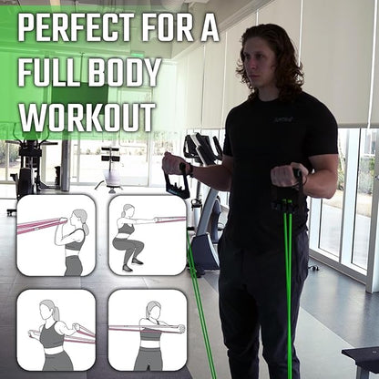 Gorilla Bow Resistance Bands with Handles Quick-Lock Multi-Layer Exercise Bands for Work Out, Non Slip Grip for Full-Body Strength Training, Heavy Resistance Training, Yoga, Home Workout Set