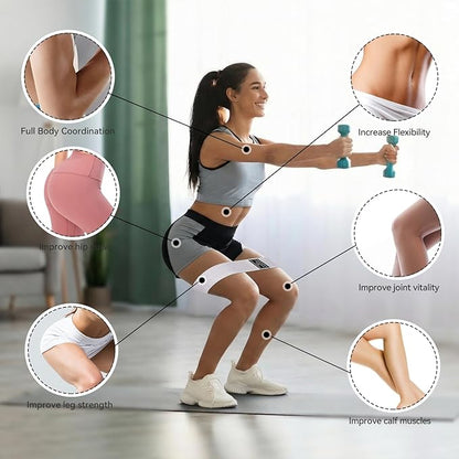 Fabric Resistance Bands for Working Out, 3 Levels Non-Slip Booty Bands for Glutes and Legs, Cloth Exercise Bands Sets with Carry Bag & Workout Guide, Light/Medium/Heavy (Light Grey/Grey/Black)