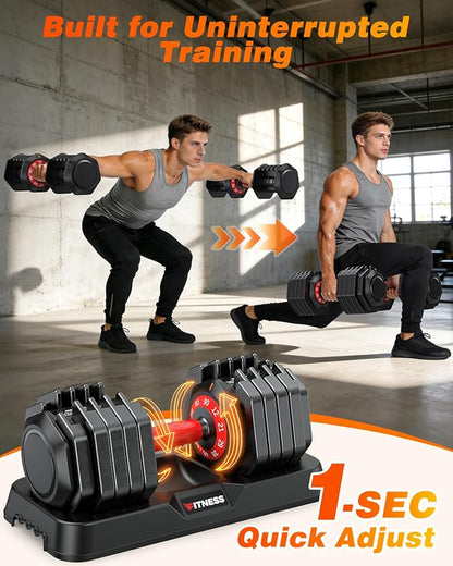 XDDIAS Adjustable Dumbbell Set of 2, 25/55/80/90LB Dumbbell Set- 1-Hand Fast Adjustment with Anti-Slip Handle, Compact Free Weights Dumbbells Set for Men/Women Home Gym Strength Training Equipment