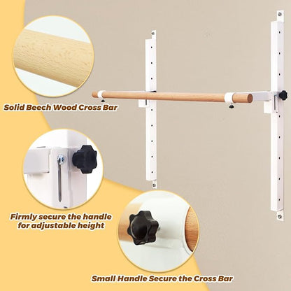 Height Adjustable Ballet Barre Foldable Ballet Bar Dance Training Barre,Wall Mount With Solid Beech Wood Bar,Home Fitness Equipment for Pull Up Stretching Never move or Shake