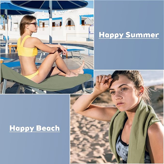 Tian qing Microfiber Travel Towel Set, 2 Piece, Quick Dry Camping Towel, Lightweight,Fast Drying Soft Towel for Beach,Backpacking Hiking Gym Yoga Swimming (Army Green, Medium)
