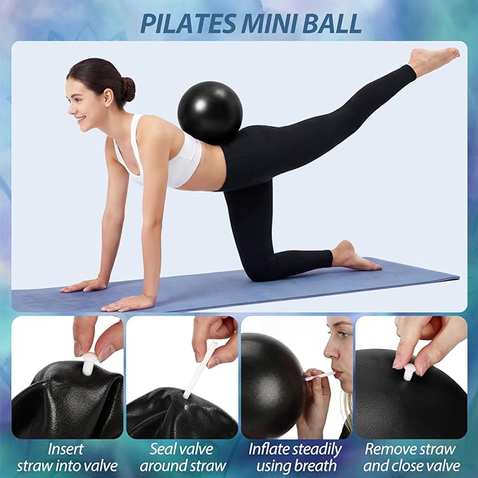 Soulchen 13 Pcs Pilates Equipment Kit for Home Workout Pilates Ring and Ball Set for Women 1.1lb *2 Ergonomic Bone Shaped Dumbbells with Resistance Bands, Yoga Strap, Bag