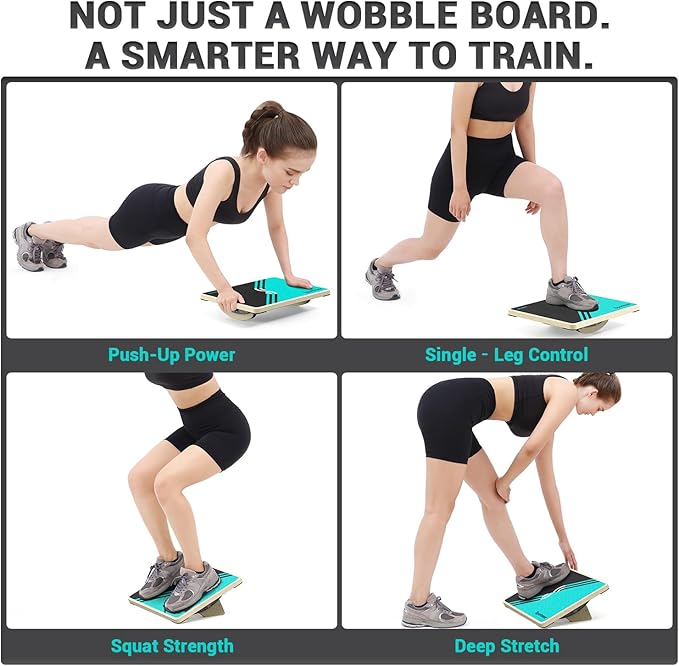 Sportneer 2-in-1 Balance Board – Adjustable Wobble & Slant Board for Core Strength, Stretching, Rehab, Standing Desk, Home Gym Workout