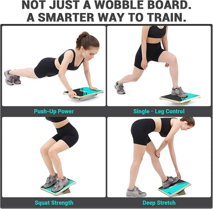 Sportneer 2-in-1 Balance Board – Adjustable Wobble & Slant Board for Core Strength, Stretching, Rehab, Standing Desk, Home Gym Workout