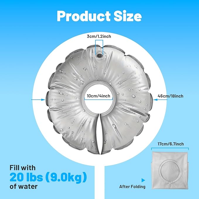 4 Pack 18" Water Bags for Feather Flag Base, Upgraded Thickened PVC Material, Openable Water Weight Bag for Feather Flag Stand Beach Umbrella and Photography Stand, 20 lbs Each