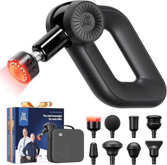 BOB AND BRAD D6 Ultra Massage Gun with Infrared Light, Deep Tissue Percussion Massager Gun with 16mm Amplitude, Professional Muscle Massager for Athletes, Electric Handheld Massager