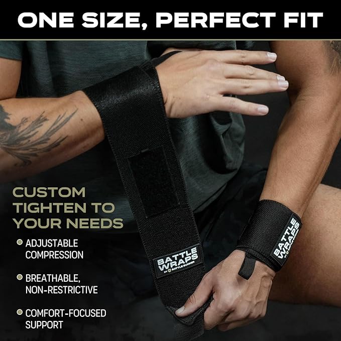 Battle Bunker Wraps Wrist Wraps- Premium Gym Wrist Straps for Maximum Support & Comfort During Lifting- Wrist Straps for Weightlifting to Boost Control & Stability- Built for Confidence & Power