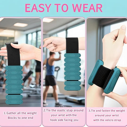 Wrist & Ankle Weights for Women Men, 1lb/2lb/4lb Set of 2 - Adjustable Wearable Weighted Bands, Waterproof Silicone Arm & Leg Weights for Pilates, Yoga, Walking, Dance, Home Workout & Gym