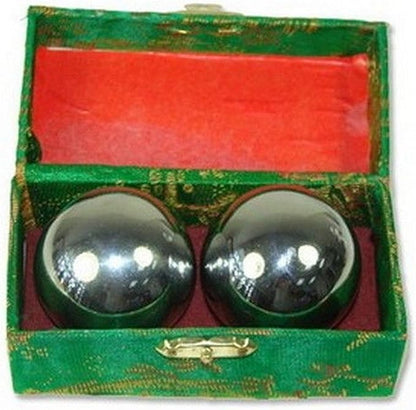JapanBargain 3297, Chinese Baoding Balls Hand Therapy Exercise Stress Relief Balls, 1-5/8 inch, Chrome Color