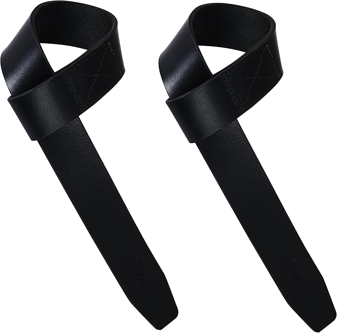 | Leather weight Lifting Wrist Straps | Set of 2, 20" Genuine Leather Grips for heavy lifts | Soft, Pliable, Wrist support for Strength Training & Exercise