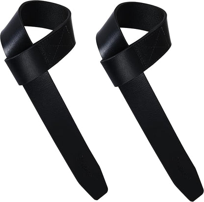 | Leather weight Lifting Wrist Straps | Set of 2, 20" Genuine Leather Grips for heavy lifts | Soft, Pliable, Wrist support for Strength Training & Exercise