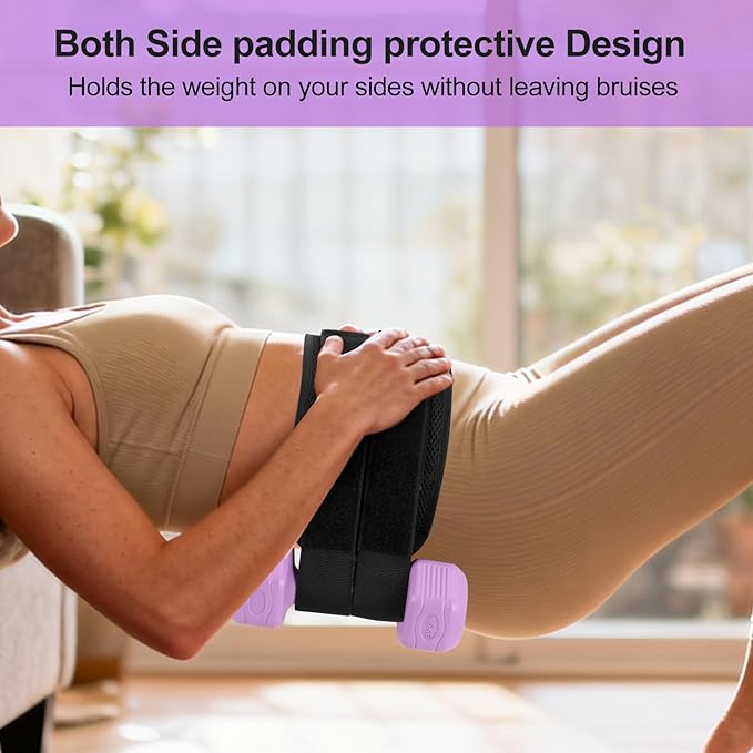 Hip Thrust Belt - Adjustable Fitness Belt for Dumbbells, Kettlebells, Plates - Support Up to 100 lbs - For Glute Workouts at Home Gym - Gifts Ideas for Women, Black