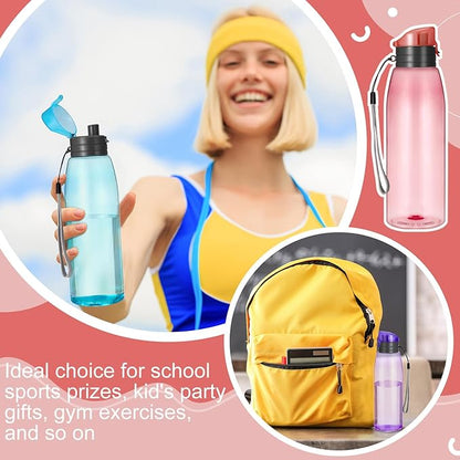Uiifan 50 Pieces Plastic Water Bottle Bulk 17 oz Sports Drink Bottles with Handle Strap Flip Top Reusable Leakproof for Adults Travel Cycling Camping Hiking Gym Fitness