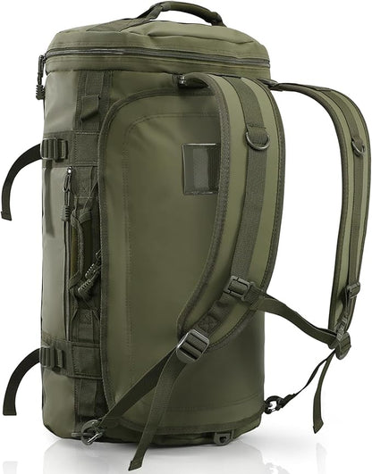 Haimont 45L Gym Duffle Backpack Bag Convertible Travel Duffle with Shoes Compartment for Men Women with Straps, Water-resistant, Army Green