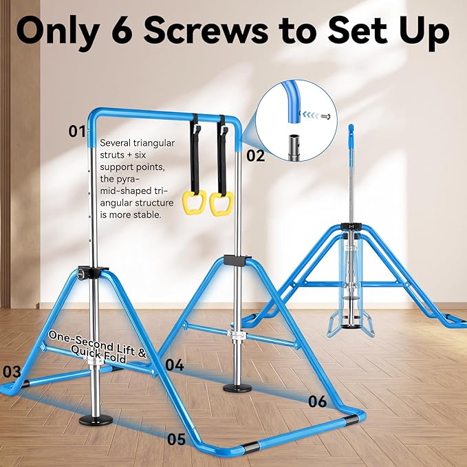 Kids Gymnastics Bar Gymnastic Equipment for Home Adjustable Height Gymnastic Training Bar Gymnastic Stuff for 3-7 Years Old Girls