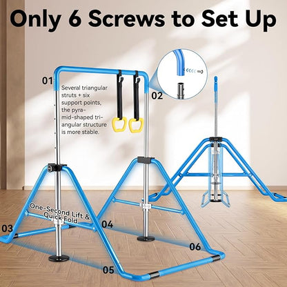 Kids Gymnastics Bar Gymnastic Equipment for Home Adjustable Height Gymnastic Training Bar Gymnastic Stuff for 3-7 Years Old Girls