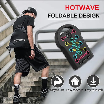 HOTWAVE Push Up Board Fitness, Portable Foldable 20 in 1 Push Up Bar at Home Gym, Pushup Handles for Floor. Professional Strength Training Equipment For Man and Women,Patent Pending