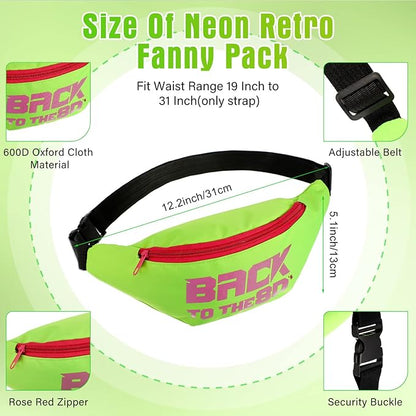 SATINIOR 80s Women Workout Outfit Neon Leg Warmer Headband Wristbands Fanny Pack Set 80s Accessories for Yoga Running