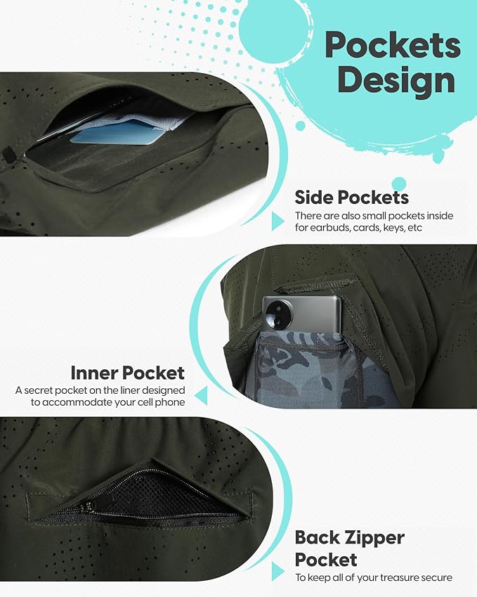 maamgic Mens Running Shorts with Compression Liner 5" Quick Dry Workout Shorts Anti-Chafe Gym Shorts 2 in 1 Athletic Shorts
