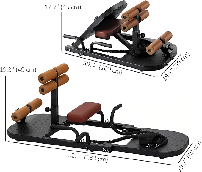 Soozier Foldable Sissy Squat Machine, Hip Thrust Machine with Push Up Stand and Wheels, Multipurpose Glute Workout Equipment for Home Gym