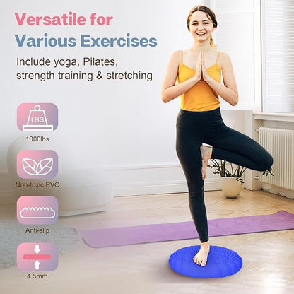 Wobble Cushion, Extra Thick Wiggle Seat for Sensory Kids, Non-slip Balance Disc with Inflation Pump for Adults Core Strength, Posture Improvement & Physical Therapy (13.5in/34cm)