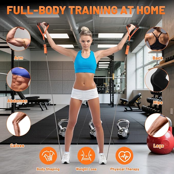 Heavy Duty Resistance Bands Set with Handles, Ankle Straps & Door Anchor – 300LBS Exercise Bands for Home Gym, Muscle Training, Physical Therapy, Yoga, Full Body Workout for Men & Women