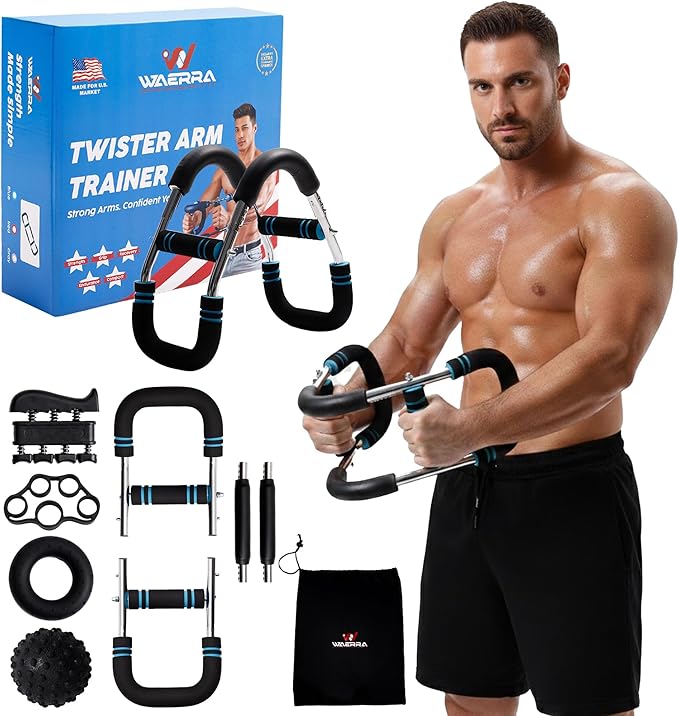 Adjustable Twister Arm Trainer – Modular Upper Body Resistance Trainer for Home Workouts, Multiple Resistance Options Available, with Grip & Finger Training Tools and Carry Bag