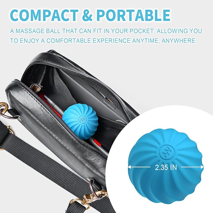 2.3" Mini Electric Vibrating Massage Ball, 10-Speed Vibrating Foam Roller for Relieving Muscle Tension & Soreness, and Promoting Blood Circulation Before & After Exercise (Blue)