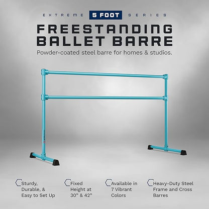 VITA Barre Portable Freestanding Double Ballet Barre, Prodigy, Aluminum | Adjustable Height, USA Made, Home or Gym Exercise Equipment for Kids & Adults | Dance, Fitness, Pilates