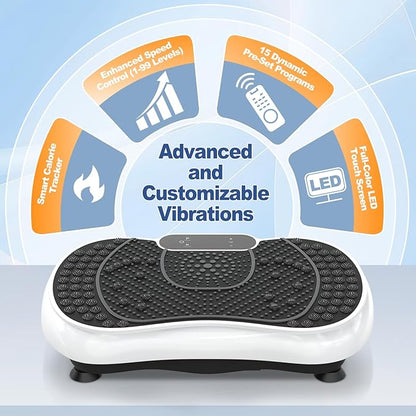 Bigzzia Vibration Plate Exercise Machine for Weight Loss – 100-Speed Platform with Remote & Resistance Bands, 450 lbs Capacity – Quiet Full Body Workout for Lymphatic Drainage at Home