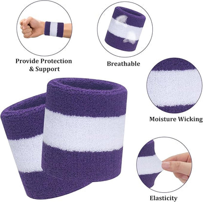 ONUPGO Sweatband Set Sports Headband Wristband Set Sweatbands Terry Cloth Wristband Wrist Sweatband Headbands Moisture Wicking Sweat Absorbing Head Band