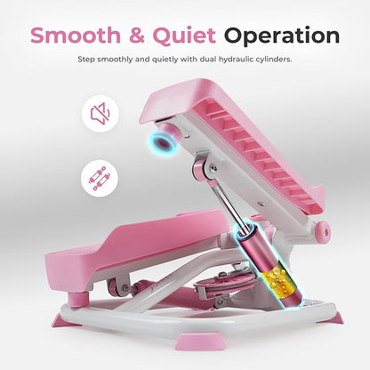 Sunny Health & Fitness Mini Steppers for Exercise at Home, Stair Step Workout Machine with Optional Resistance Bands, Full Body Cardio Equipment, Optional Free SunnyFit App Connection Smart Stepper