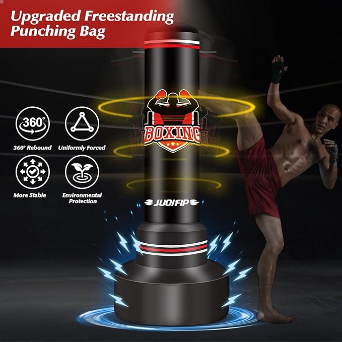 Heavy Punching Bag with Stand Adults Teens,70" Freestanding Boxing Bags Kicking Bag Heavy Bag with Boxing Gloves and Electric Air Pump, Kickboxing Training Equipment Bags Thai Fitness Karate