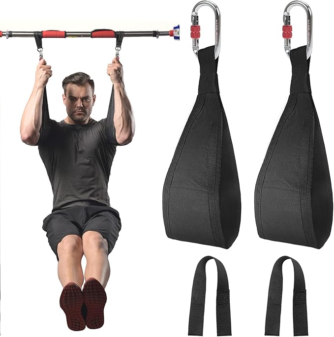 DASKING Hanging Ab Straps with Quick Locks - 1 Pair Gym Sling Straps for Pull Up Bar, Core & Abdominal Workouts