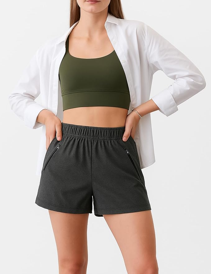 Liberty Imports 1 or 5 Pack Womens Lounge Workout Shorts with Zipper Pockets 5" Inseam Lightweight Athletic Casual Shorts
