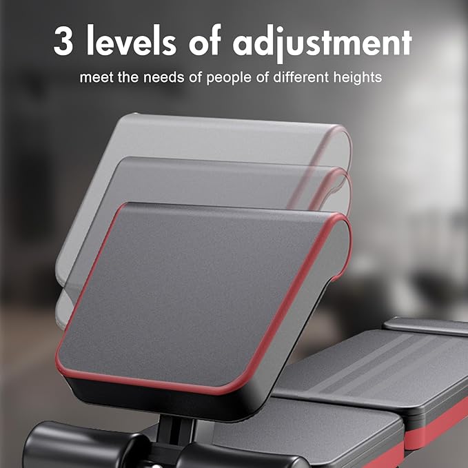 ALSO GO Adjustable Weight Bench, Workout Benches with Leg Extension & Extended Headrest, Foldable Incline Decline Bench Press, Roman Chair, Full Body Strength Training Equipment for Home Gym