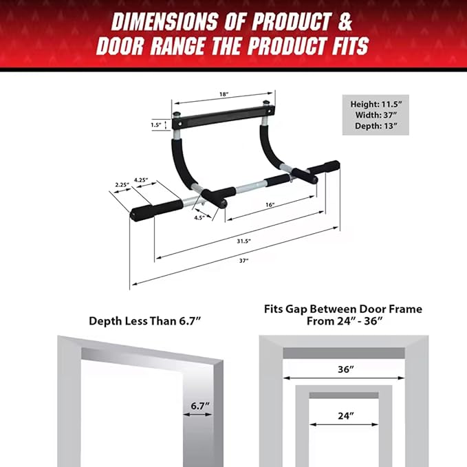 SteelCrush Doorway Pull-Up Bar – Multi-Grip Chin-Up Bar for Home Workout & Strength Training