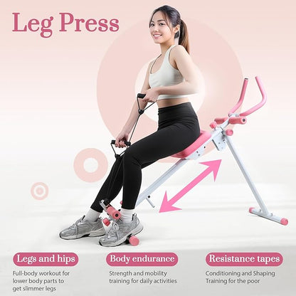 Ab Workout Equipment, Height Adjustable ab Trainer, Ab Machine Abdominal Exercise Equipment for Home Gym, Full Body Workout Equipment, Foldable Waist Trainer Suitable for Beginner