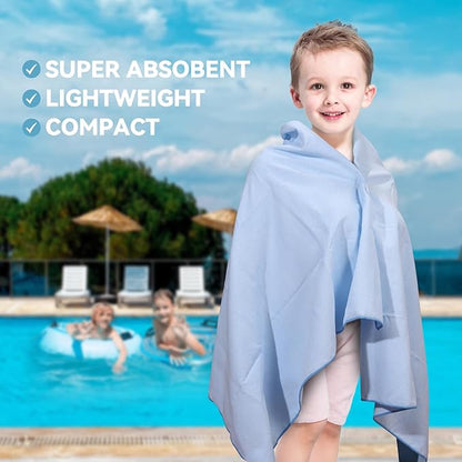 Microfiber Towel Large for Beach, Travel, Swimming, Bath, Pool–Quick Dry, Ultra Compact, Sand Free, Lightweight & Super Absorbent(Light Blue,60x30 in)