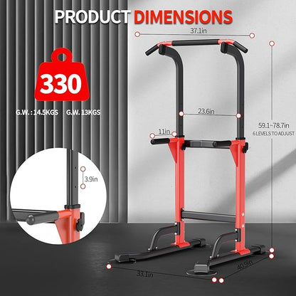 Pull Up Dip Station For Home Gym Strength Training Fitness Workout Station Chin-Ups Push-Ups Pull-Ups Dip-Ups 330LBS T055CDC