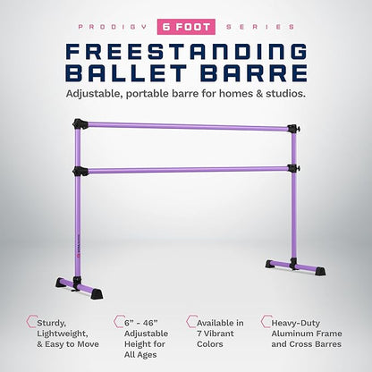 VITA Barre Portable Freestanding Double Ballet Barre, Prodigy, Aluminum | Adjustable Height, USA Made, Home or Gym Exercise Equipment for Kids & Adults | Dance, Fitness, Pilates