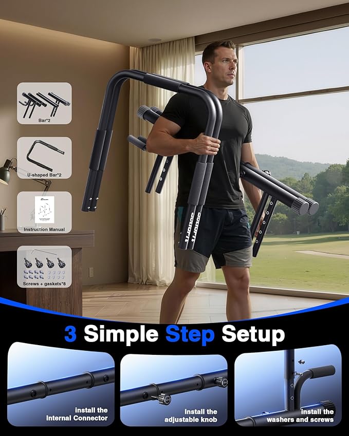 2026 Upgrade Adjustable 2-in-1 Dip Bar Station & Push Up Bars for Home Gym Calisthenics Equipment Parallel Bars with 420LB Stable Design, Functional Heavy Dip Stand,Black